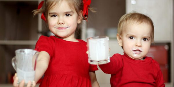 Happy,Little,Children,With,Milk,Mustache,â??,Brother,And,Sister